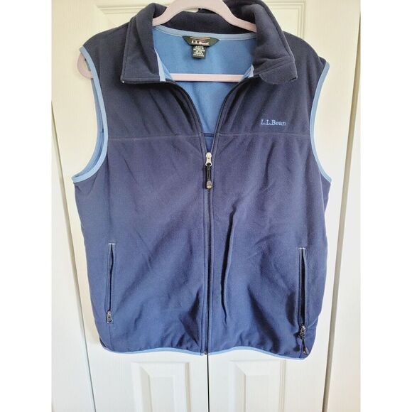 L.L. Bean M Vest Outdoors Medium Men's Full‎ Zip Sleeveless Fleece Blue - Picture 1 of 8